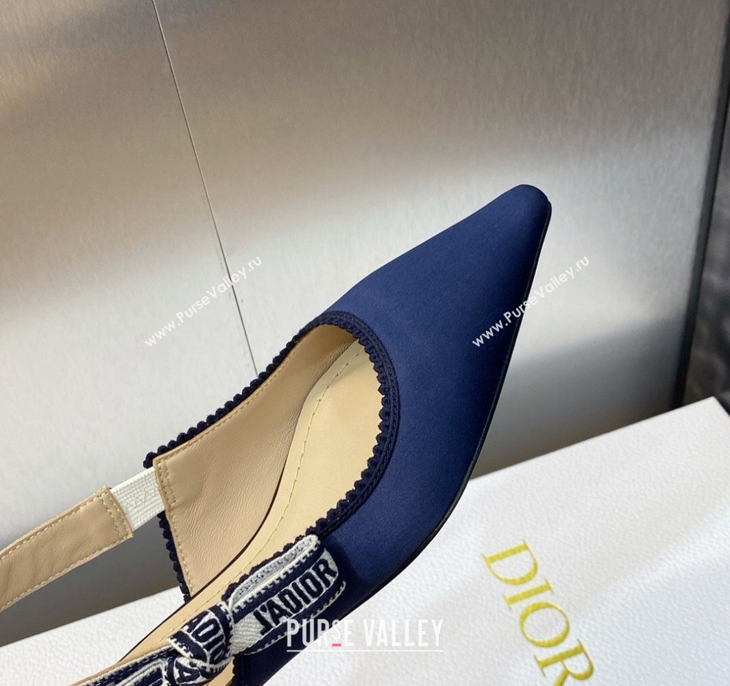 Dior JAdior Slingback Ballerina Flats in Dark Blue Embroidered Satin and Cotton 2024 (modeng-23120846)