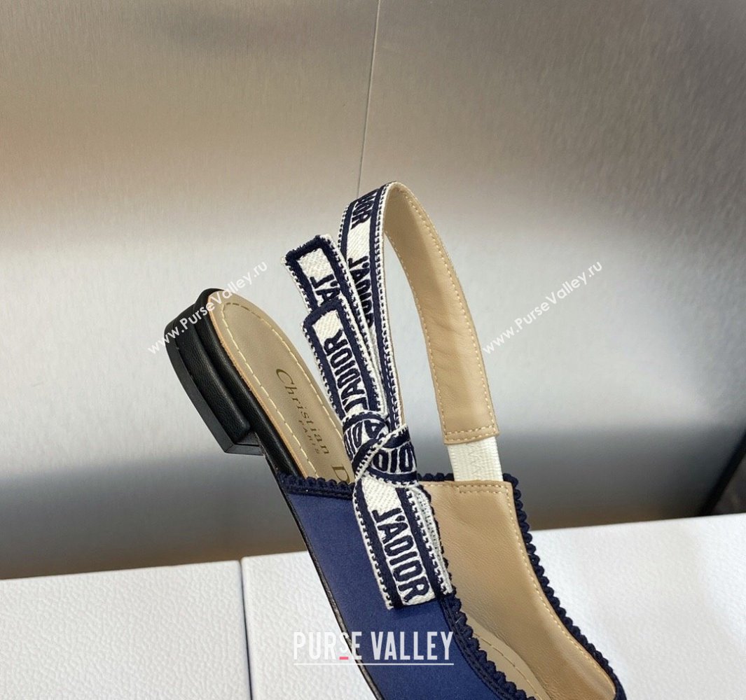 Dior JAdior Slingback Ballerina Flats in Dark Blue Embroidered Satin and Cotton 2024 (modeng-23120846)
