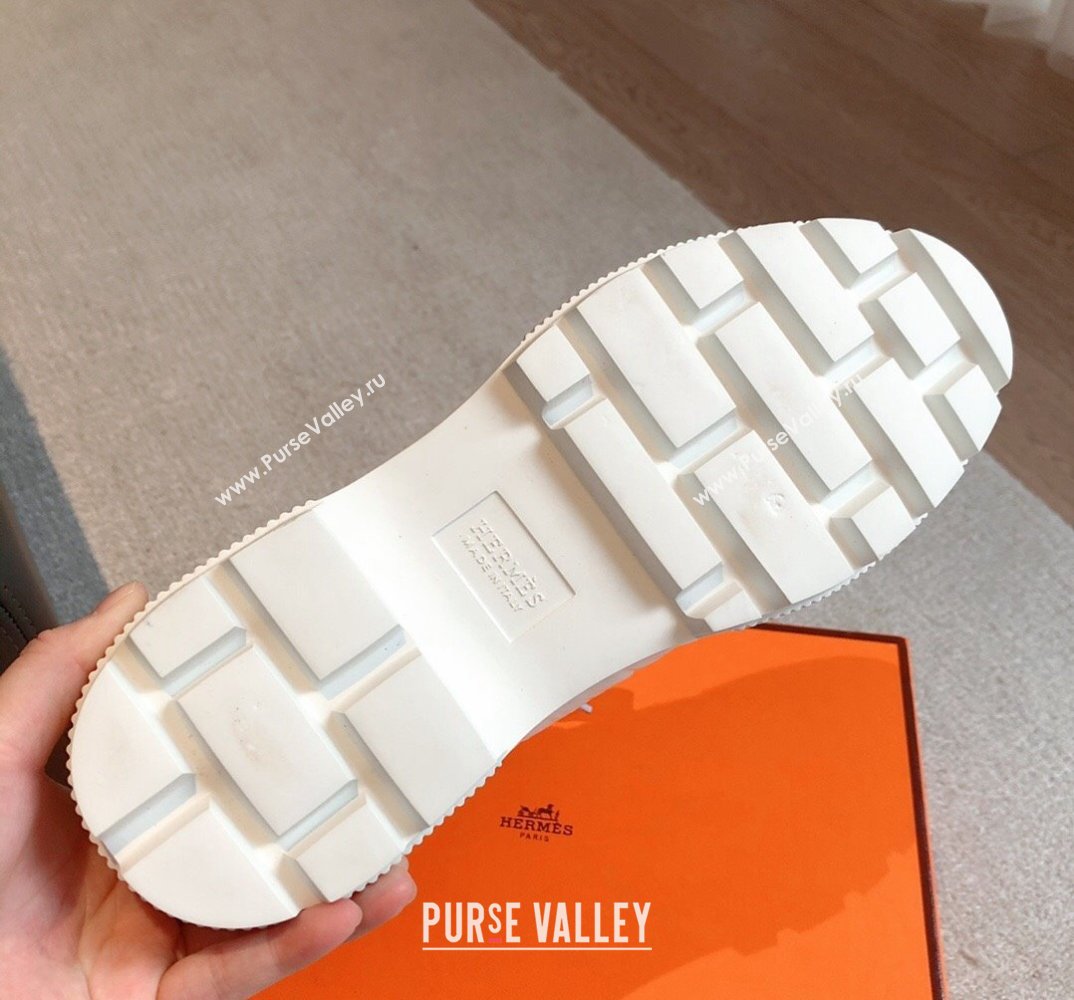 Hermes Fresh Water-repellent Women/Men ankle boots in quilted parachute fabric and calfskin White (kaola-23120902)