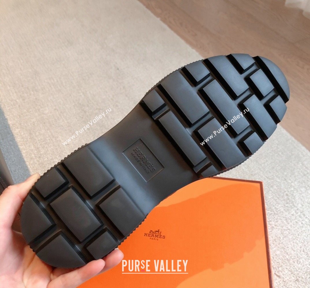 Hermes Fresh Water-repellent Women/Men ankle boots in quilted parachute fabric and calfskin Black (kaola-23120901)