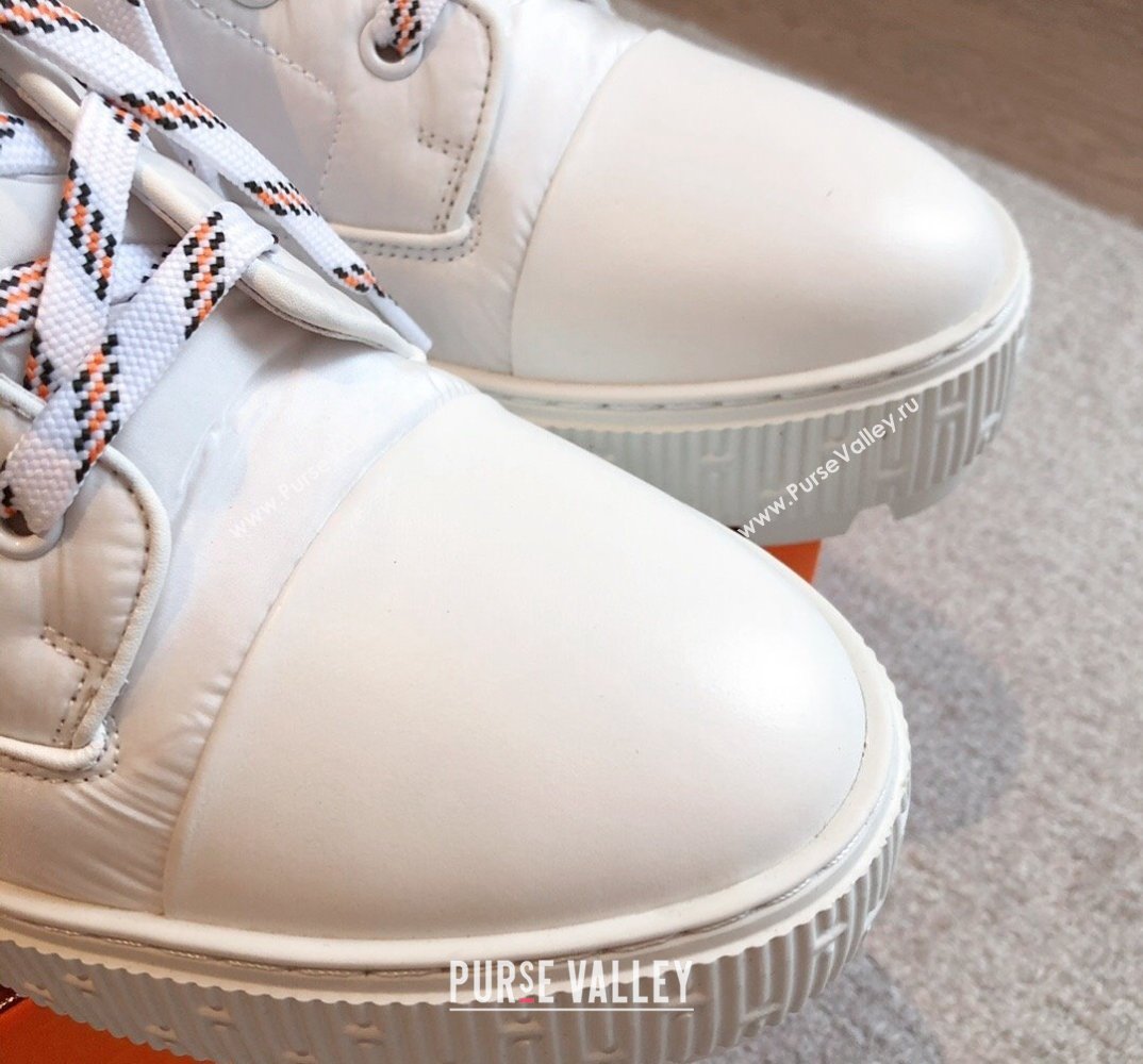 Hermes Fresh Women/Men ankle boots in water-repellent light parachute fabric and calfskin White (kaola-23120906)