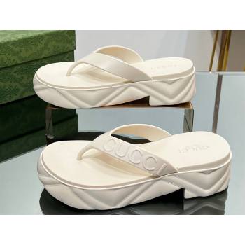 Gucci thong platform rubber sandals 746334 White 2024 (modeng-231211071)