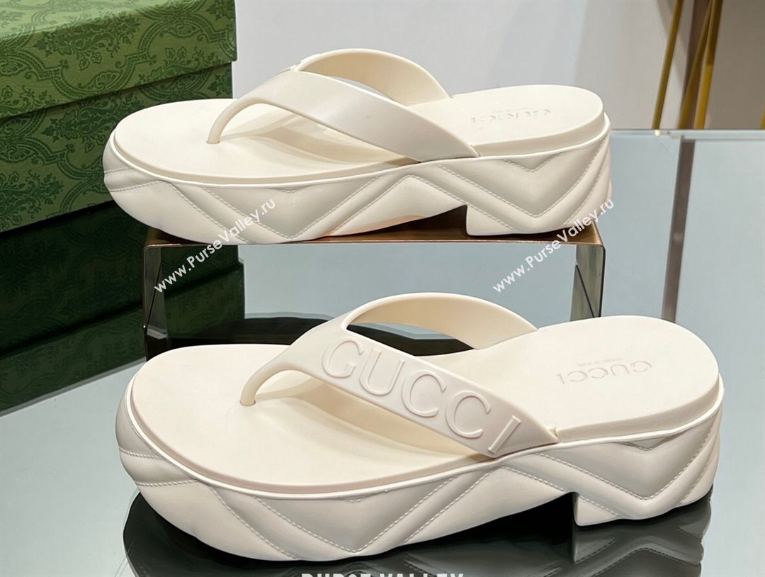 Gucci thong platform rubber sandals 746334 White 2024 (modeng-231211071)