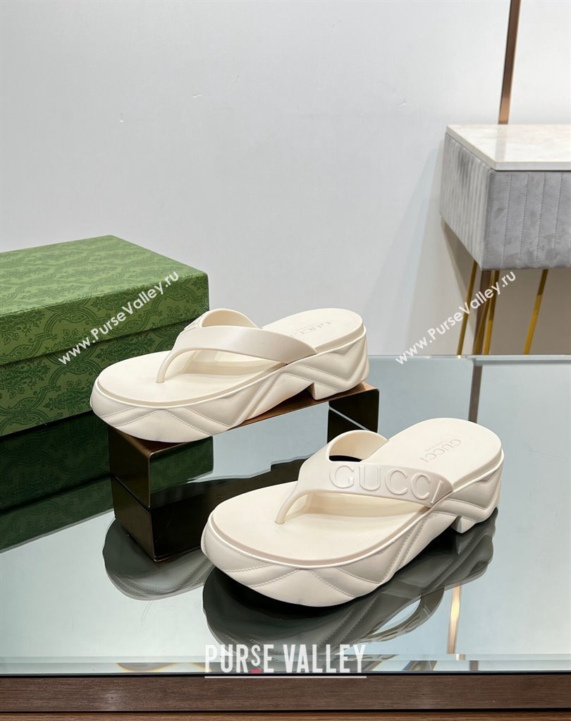 Gucci thong platform rubber sandals 746334 White 2024 (modeng-231211071)