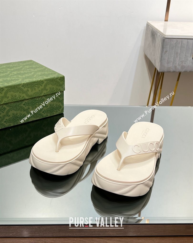 Gucci thong platform rubber sandals 746334 White 2024 (modeng-231211071)