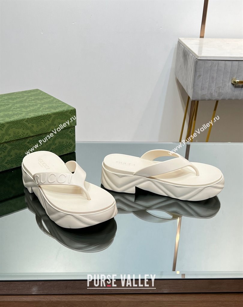 Gucci thong platform rubber sandals 746334 White 2024 (modeng-231211071)