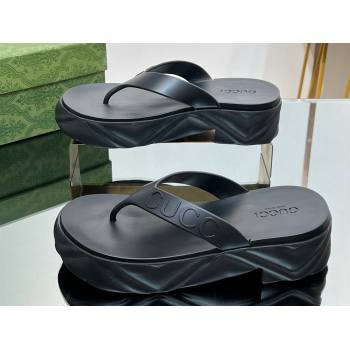 Gucci thong platform rubber sandals 746334 Black 2024 (modeng-231211061)