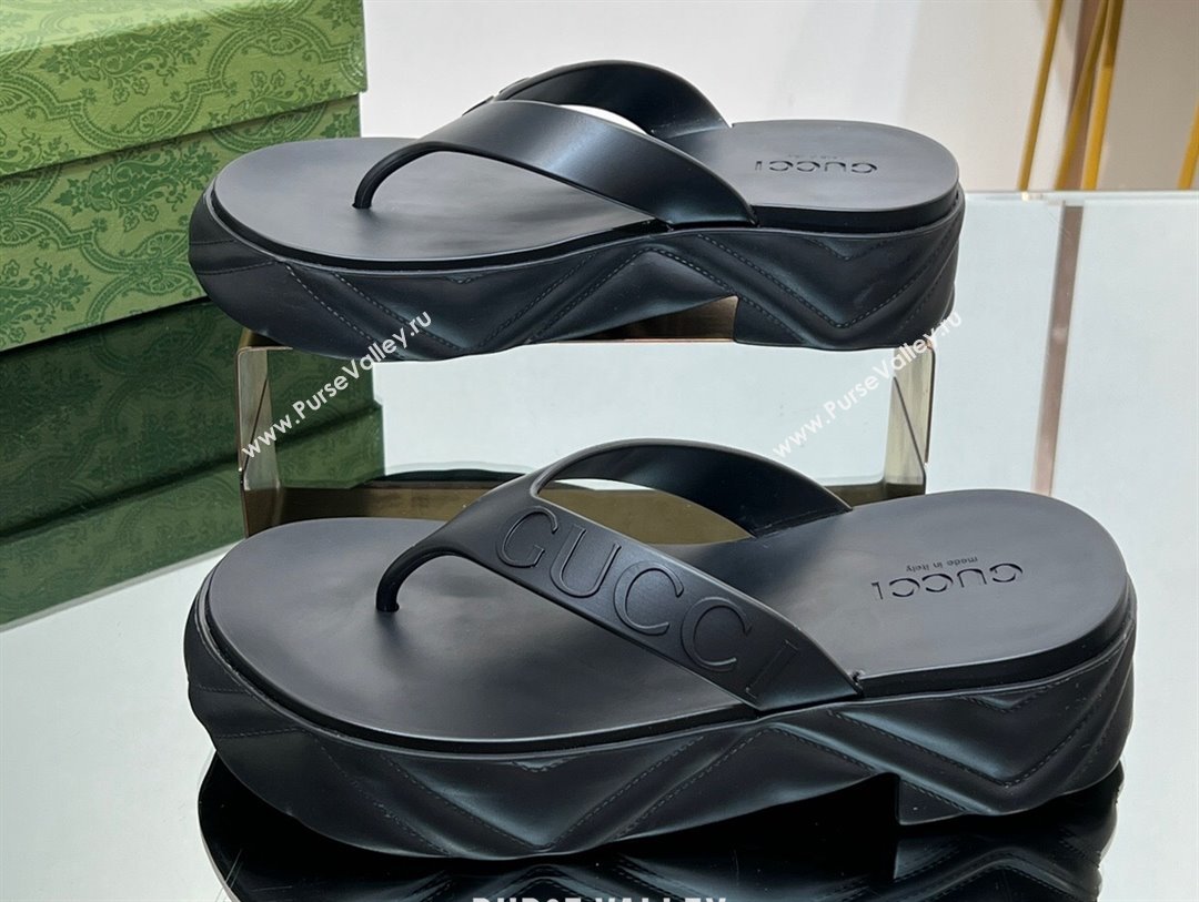 Gucci thong platform rubber sandals 746334 Black 2024 (modeng-231211061)