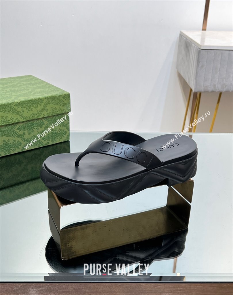 Gucci thong platform rubber sandals 746334 Black 2024 (modeng-231211061)