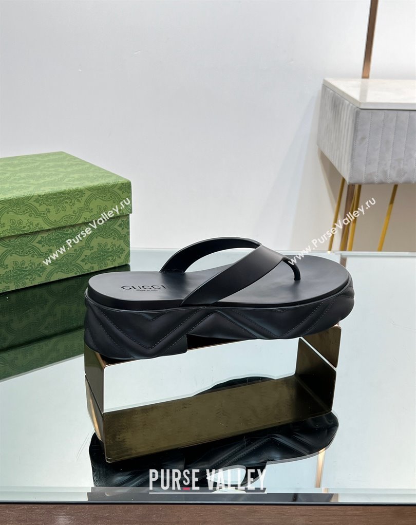 Gucci thong platform rubber sandals 746334 Black 2024 (modeng-231211061)