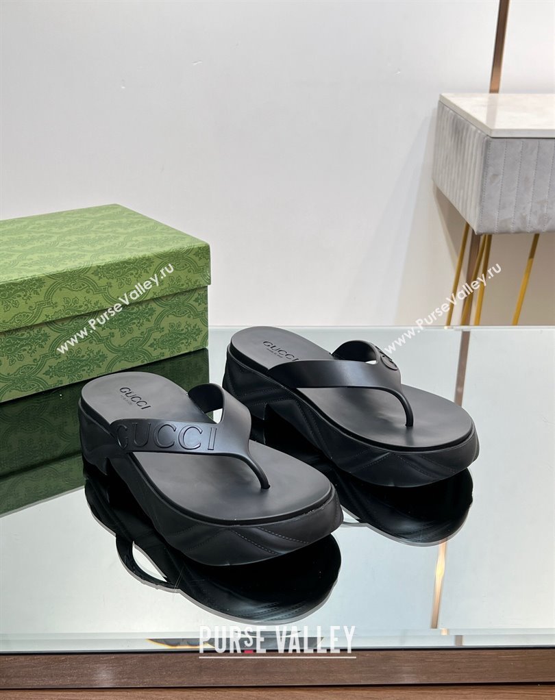 Gucci thong platform rubber sandals 746334 Black 2024 (modeng-231211061)