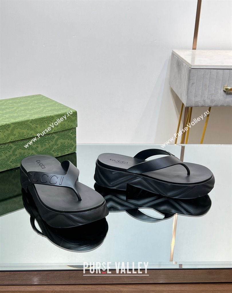 Gucci thong platform rubber sandals 746334 Black 2024 (modeng-231211061)