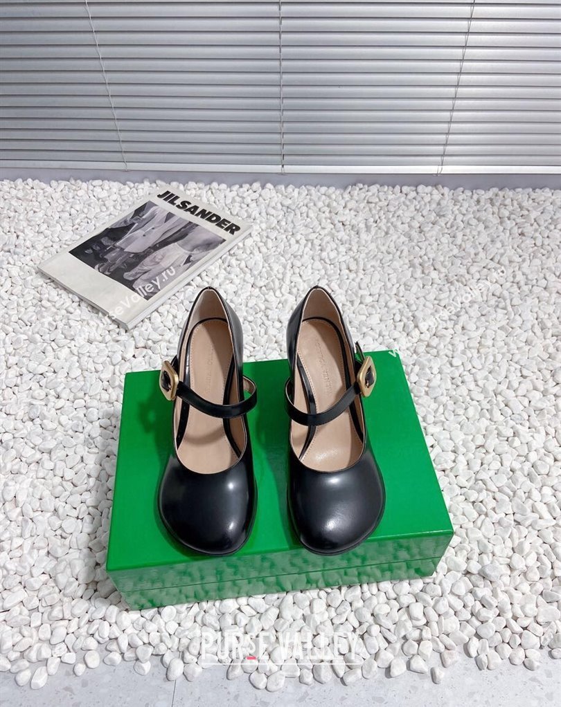 Bottega Veneta Heel 7.5cm Rubberized leather Atomic Mary-Jane Pumps Black 2024 (modeng-23121101)