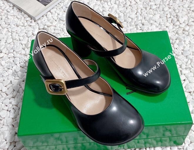 Bottega Veneta Heel 7.5cm Rubberized leather Atomic Mary-Jane Pumps Black 2024 (modeng-23121101)