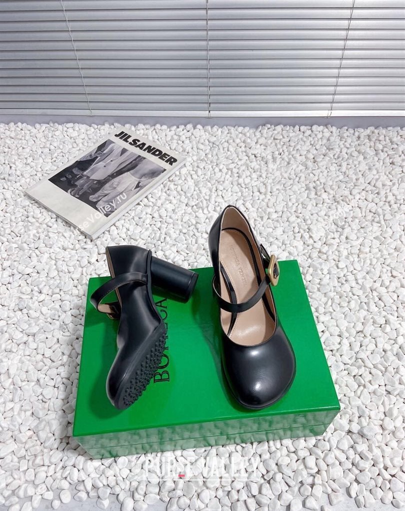 Bottega Veneta Heel 7.5cm Rubberized leather Atomic Mary-Jane Pumps Black 2024 (modeng-23121101)