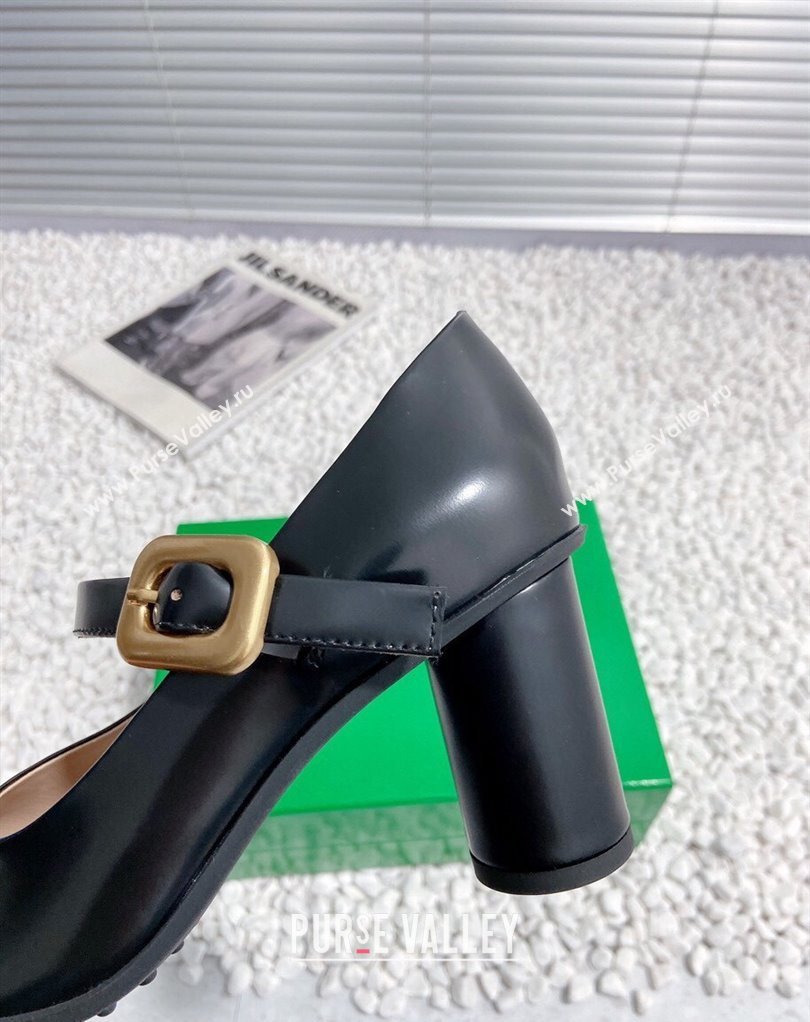Bottega Veneta Heel 7.5cm Rubberized leather Atomic Mary-Jane Pumps Black 2024 (modeng-23121101)