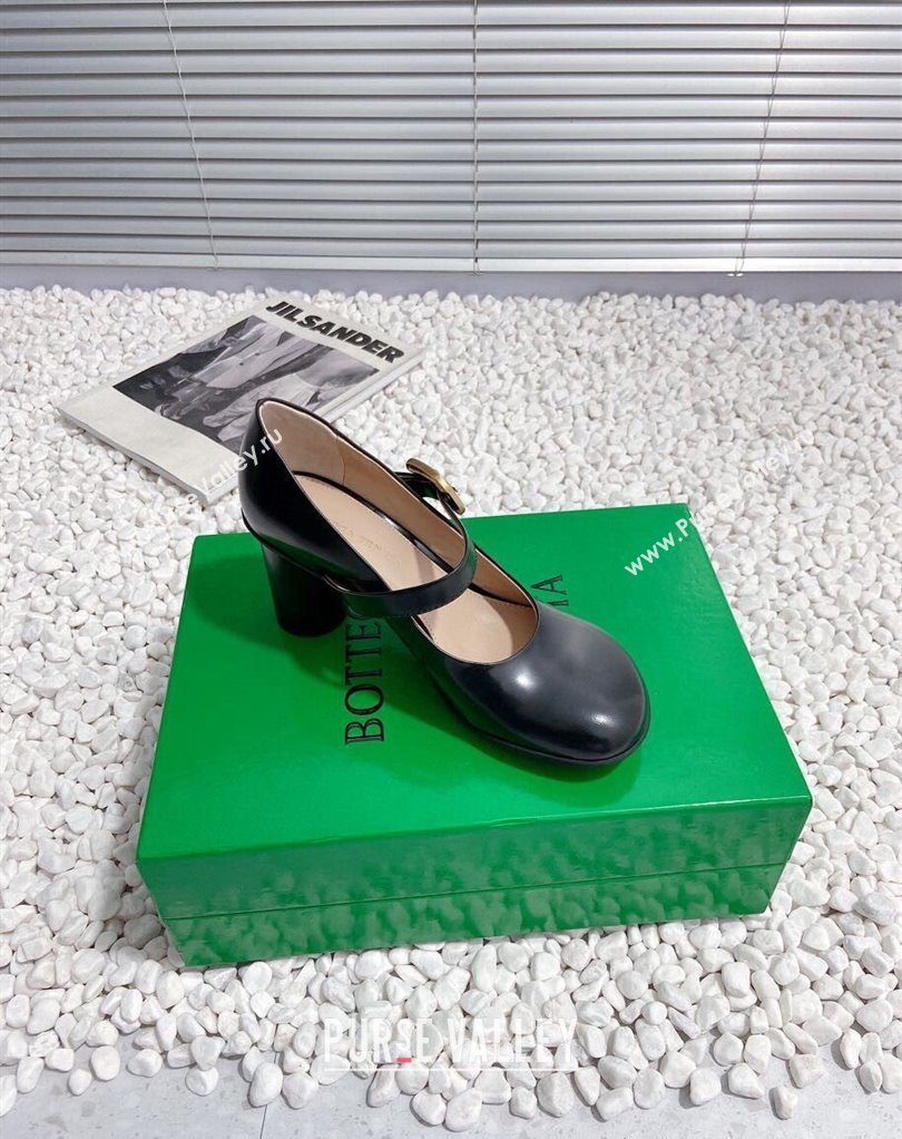 Bottega Veneta Heel 7.5cm Rubberized leather Atomic Mary-Jane Pumps Black 2024 (modeng-23121101)