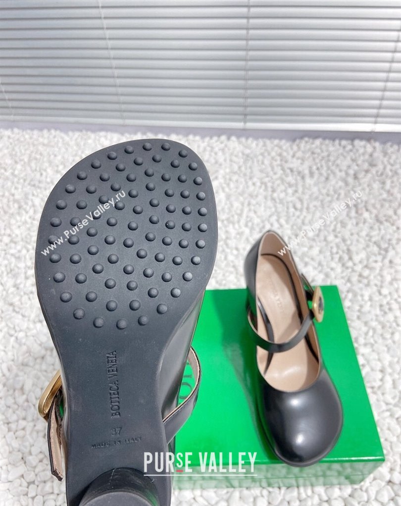 Bottega Veneta Heel 7.5cm Rubberized leather Atomic Mary-Jane Pumps Black 2024 (modeng-23121101)