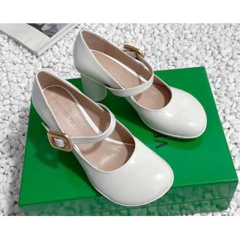 Bottega Veneta Heel 7.5cm Rubberized leather Atomic Mary-Jane Pumps White 2024 (modeng-23121102)