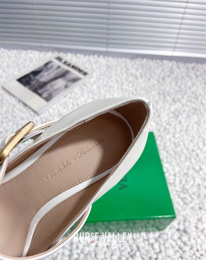 Bottega Veneta Heel 7.5cm Rubberized leather Atomic Mary-Jane Pumps White 2024 (modeng-23121102)