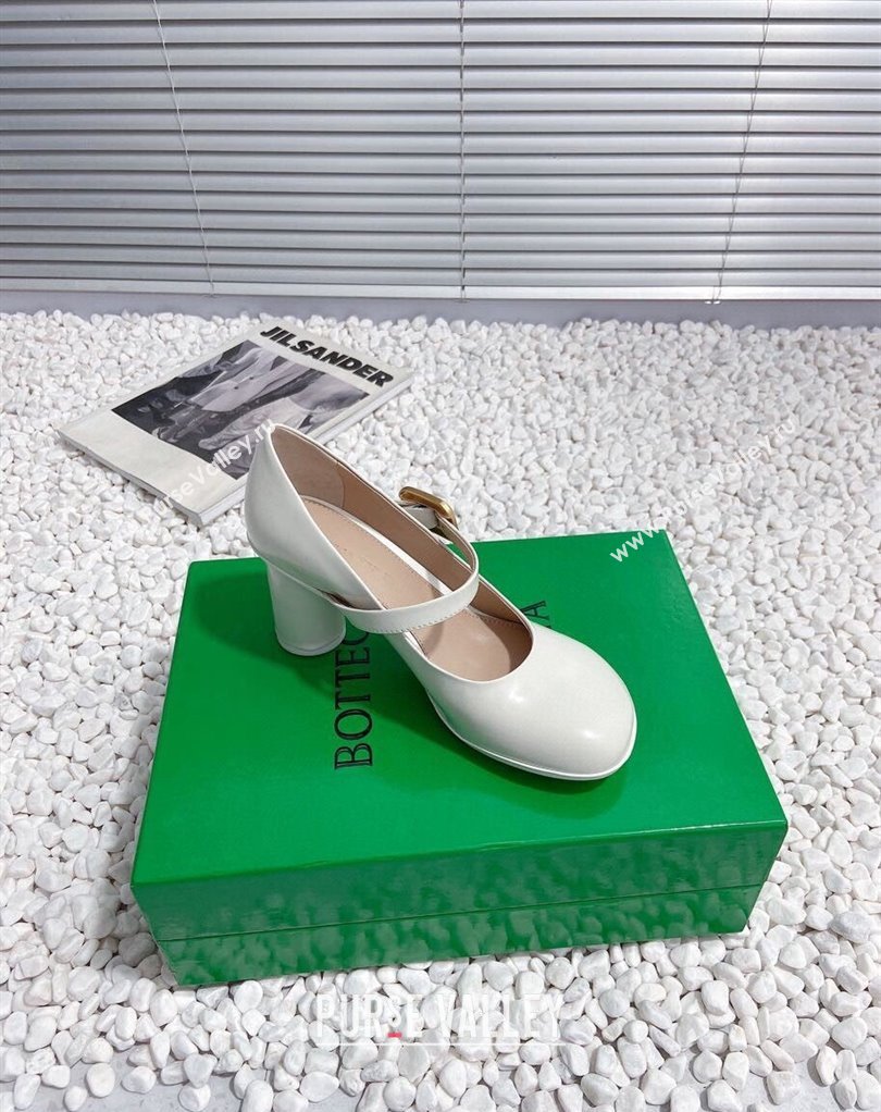 Bottega Veneta Heel 7.5cm Rubberized leather Atomic Mary-Jane Pumps White 2024 (modeng-23121102)