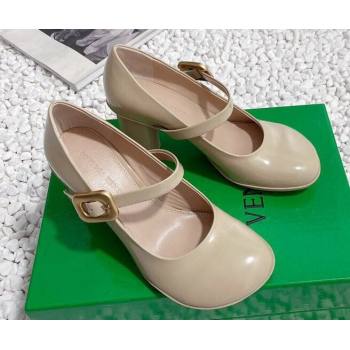 Bottega Veneta Heel 7.5cm Rubberized leather Atomic Mary-Jane Pumps Beige 2024 (modeng-23121103)