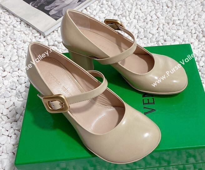Bottega Veneta Heel 7.5cm Rubberized leather Atomic Mary-Jane Pumps Beige 2024 (modeng-23121103)