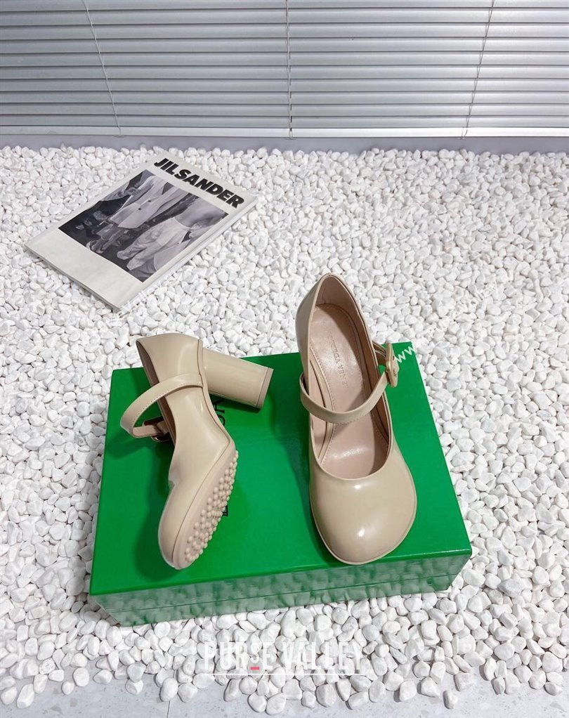 Bottega Veneta Heel 7.5cm Rubberized leather Atomic Mary-Jane Pumps Beige 2024 (modeng-23121103)