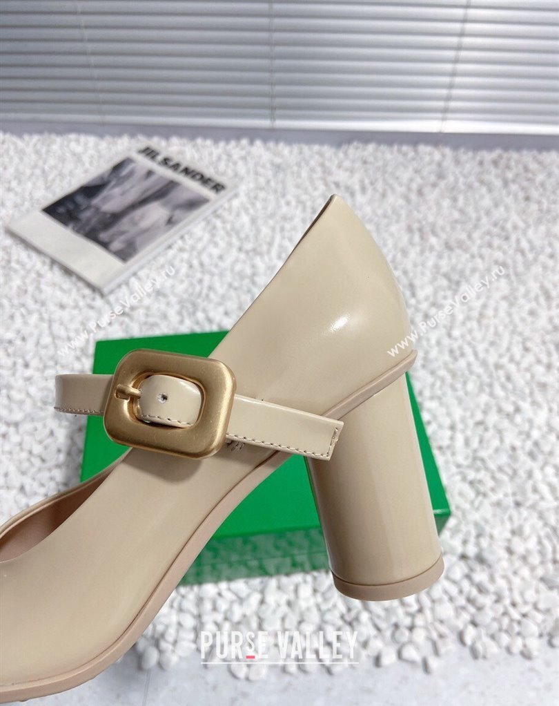 Bottega Veneta Heel 7.5cm Rubberized leather Atomic Mary-Jane Pumps Beige 2024 (modeng-23121103)