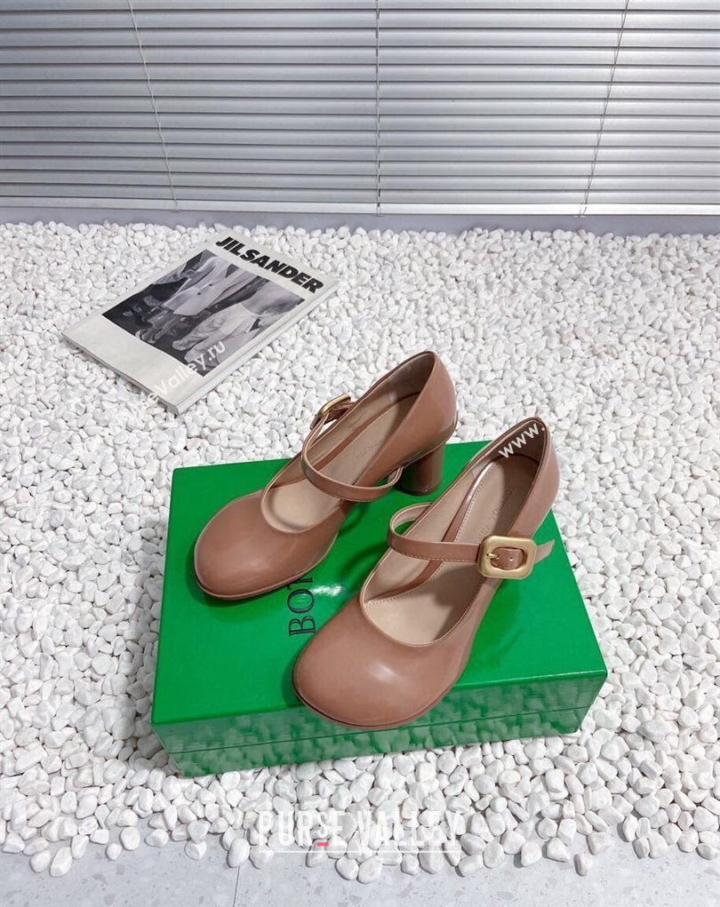 Bottega Veneta Heel 7.5cm Rubberized leather Atomic Mary-Jane Pumps Brown 2024 (modeng-23121104)