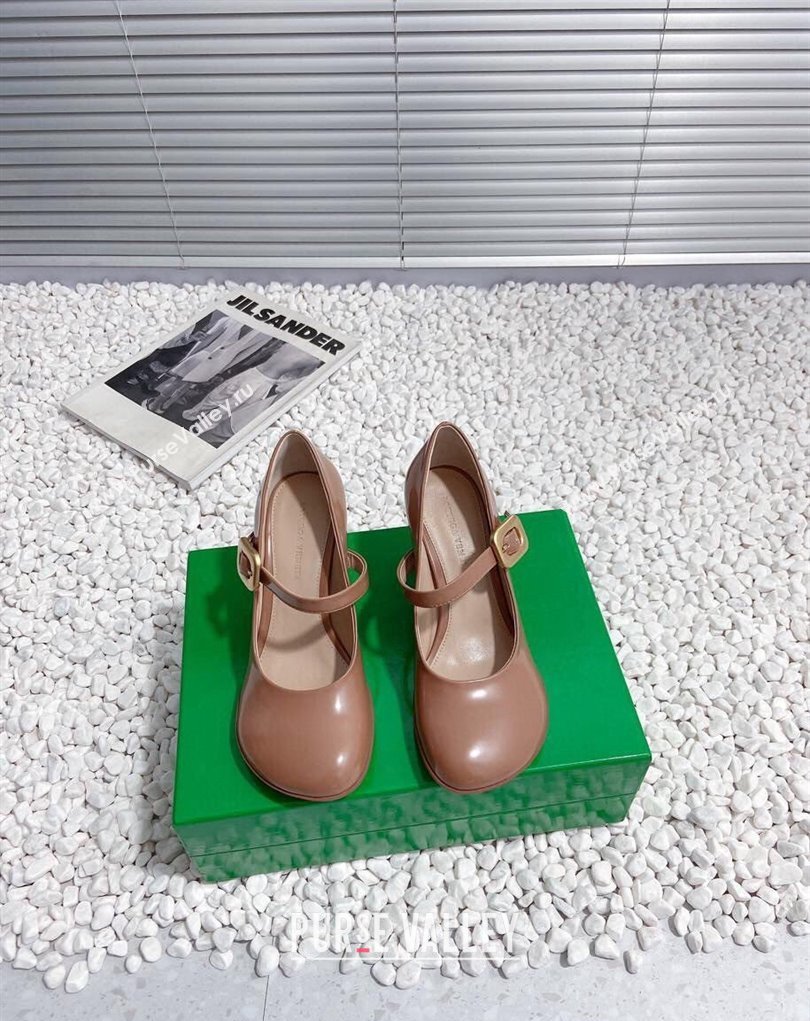 Bottega Veneta Heel 7.5cm Rubberized leather Atomic Mary-Jane Pumps Brown 2024 (modeng-23121104)