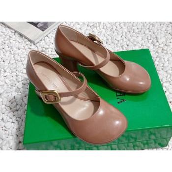 Bottega Veneta Heel 7.5cm Rubberized leather Atomic Mary-Jane Pumps Brown 2024 (modeng-23121104)