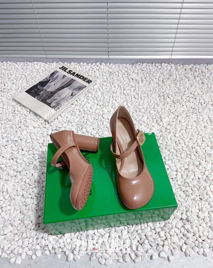 Bottega Veneta Heel 7.5cm Rubberized leather Atomic Mary-Jane Pumps Brown 2024 (modeng-23121104)