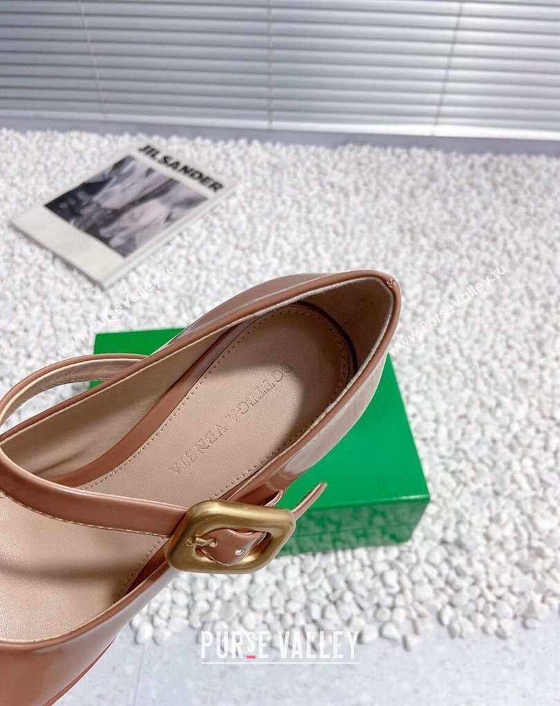 Bottega Veneta Heel 7.5cm Rubberized leather Atomic Mary-Jane Pumps Brown 2024 (modeng-23121104)