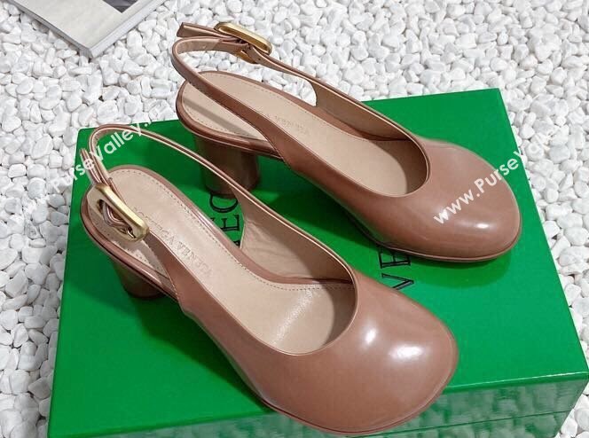 Bottega Veneta Heel 7.5cm Rubberized leather Atomic Slingback Pumps Brown 2024 (modeng-23121108)