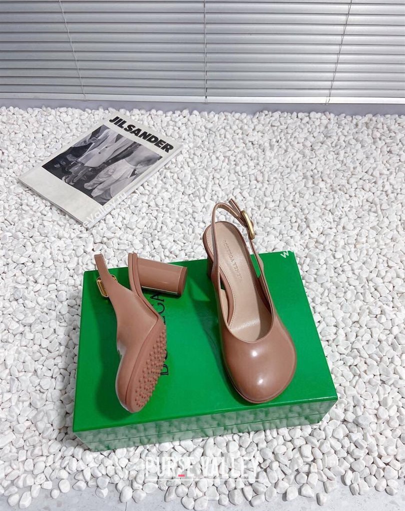 Bottega Veneta Heel 7.5cm Rubberized leather Atomic Slingback Pumps Brown 2024 (modeng-23121108)