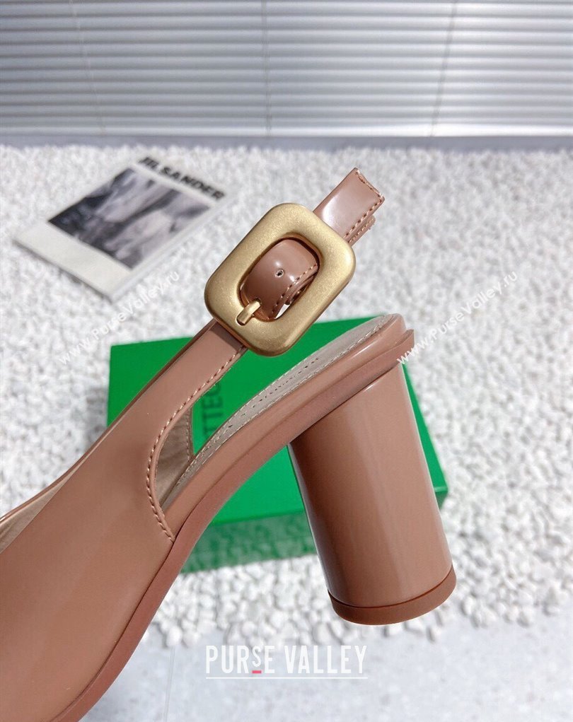 Bottega Veneta Heel 7.5cm Rubberized leather Atomic Slingback Pumps Brown 2024 (modeng-23121108)