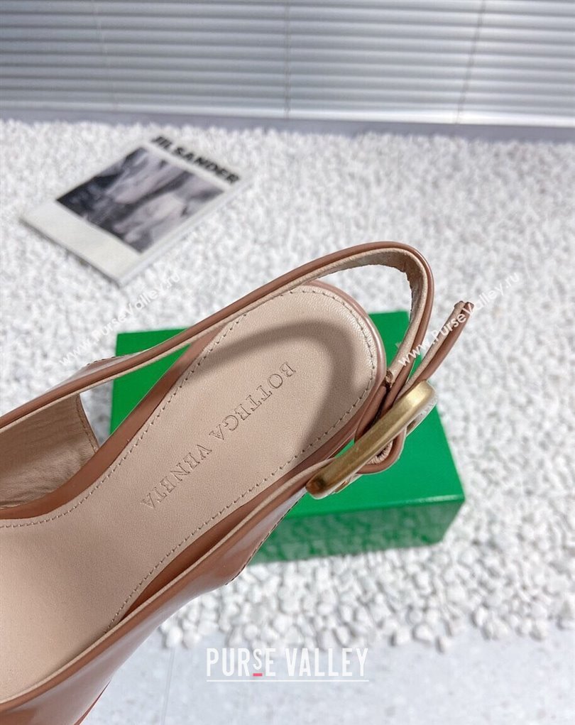 Bottega Veneta Heel 7.5cm Rubberized leather Atomic Slingback Pumps Brown 2024 (modeng-23121108)