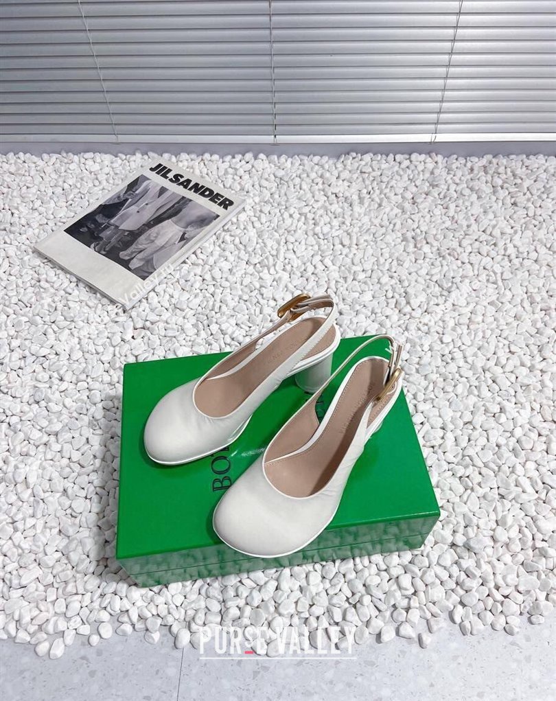 Bottega Veneta Heel 7.5cm Rubberized leather Atomic Slingback Pumps White 2024 (modeng-23121106)