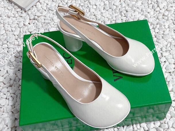 Bottega Veneta Heel 7.5cm Rubberized leather Atomic Slingback Pumps White 2024 (modeng-23121106)