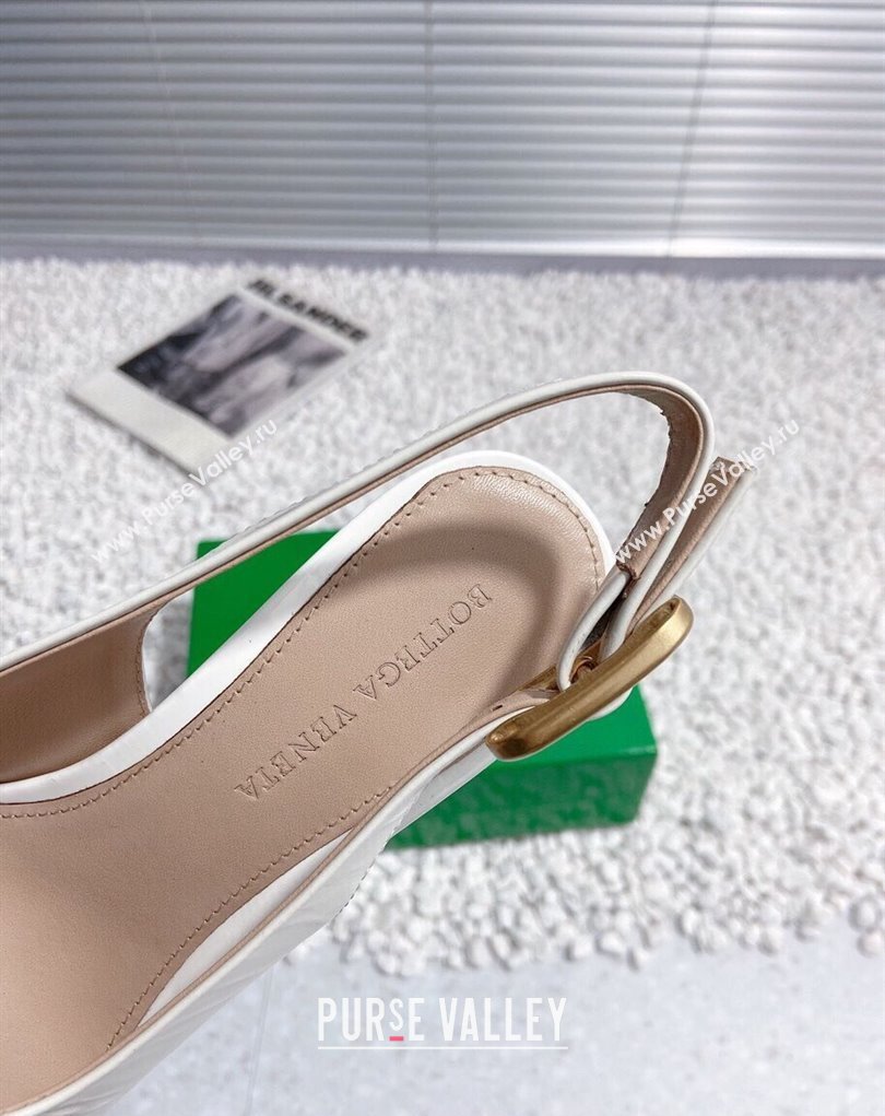 Bottega Veneta Heel 7.5cm Rubberized leather Atomic Slingback Pumps White 2024 (modeng-23121106)