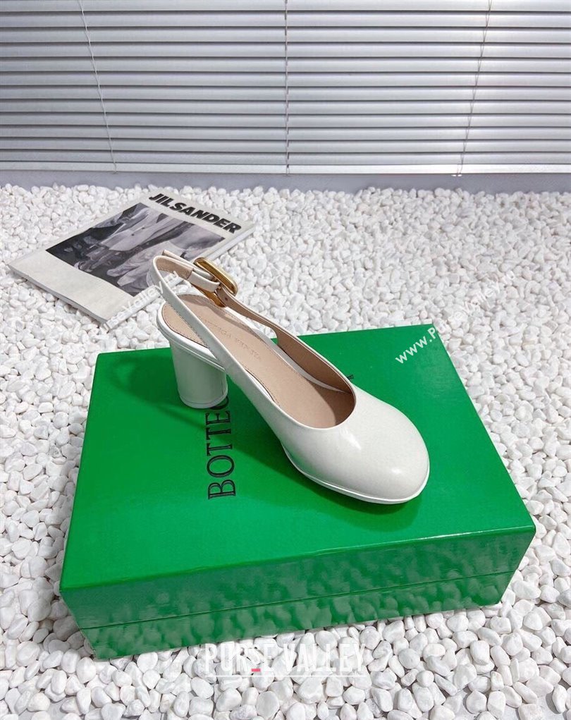 Bottega Veneta Heel 7.5cm Rubberized leather Atomic Slingback Pumps White 2024 (modeng-23121106)