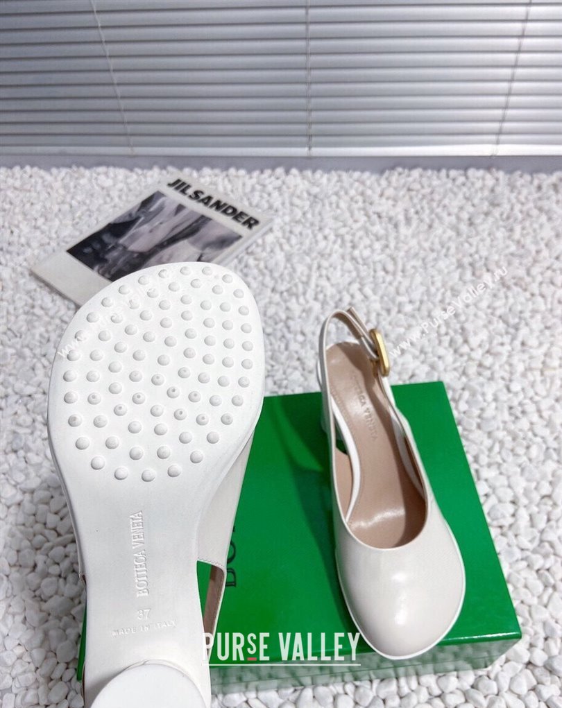 Bottega Veneta Heel 7.5cm Rubberized leather Atomic Slingback Pumps White 2024 (modeng-23121106)