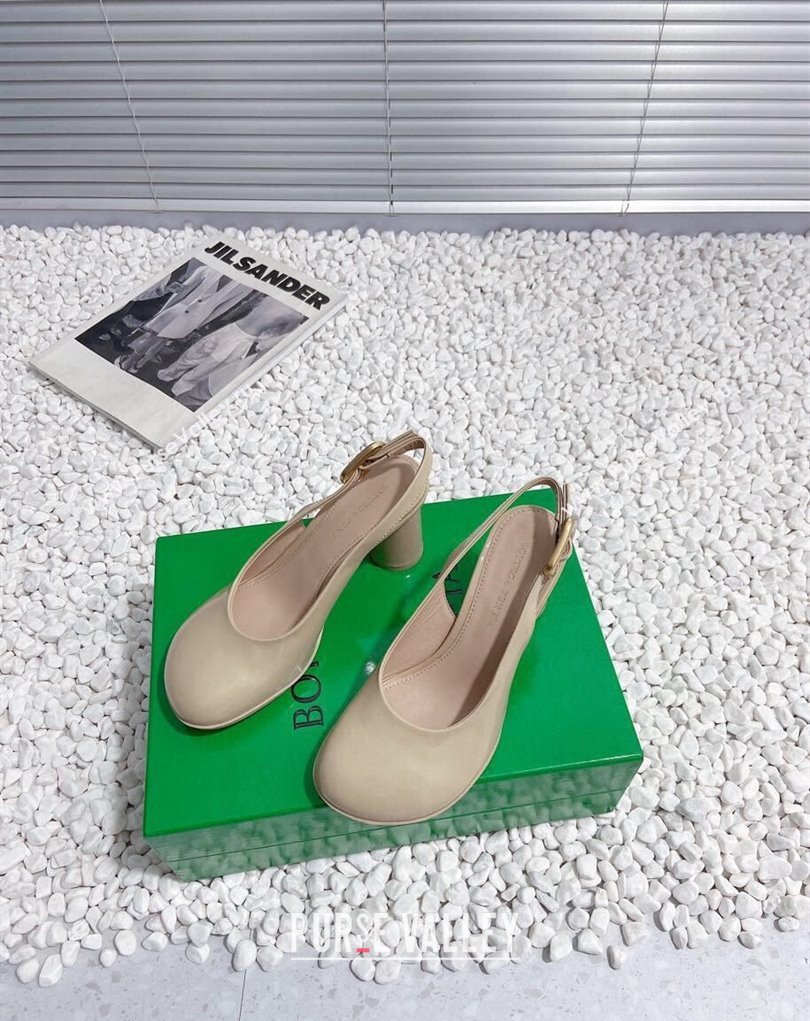 Bottega Veneta Heel 7.5cm Rubberized leather Atomic Slingback Pumps Beige 2024 (modeng-23121107)