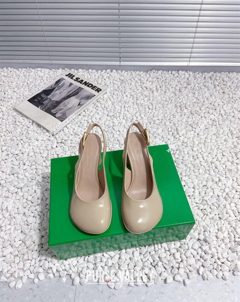 Bottega Veneta Heel 7.5cm Rubberized leather Atomic Slingback Pumps Beige 2024 (modeng-23121107)