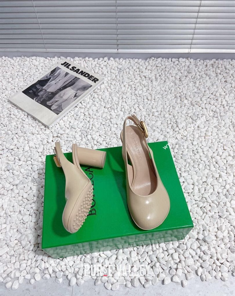Bottega Veneta Heel 7.5cm Rubberized leather Atomic Slingback Pumps Beige 2024 (modeng-23121107)