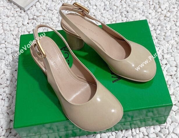 Bottega Veneta Heel 7.5cm Rubberized leather Atomic Slingback Pumps Beige 2024 (modeng-23121107)
