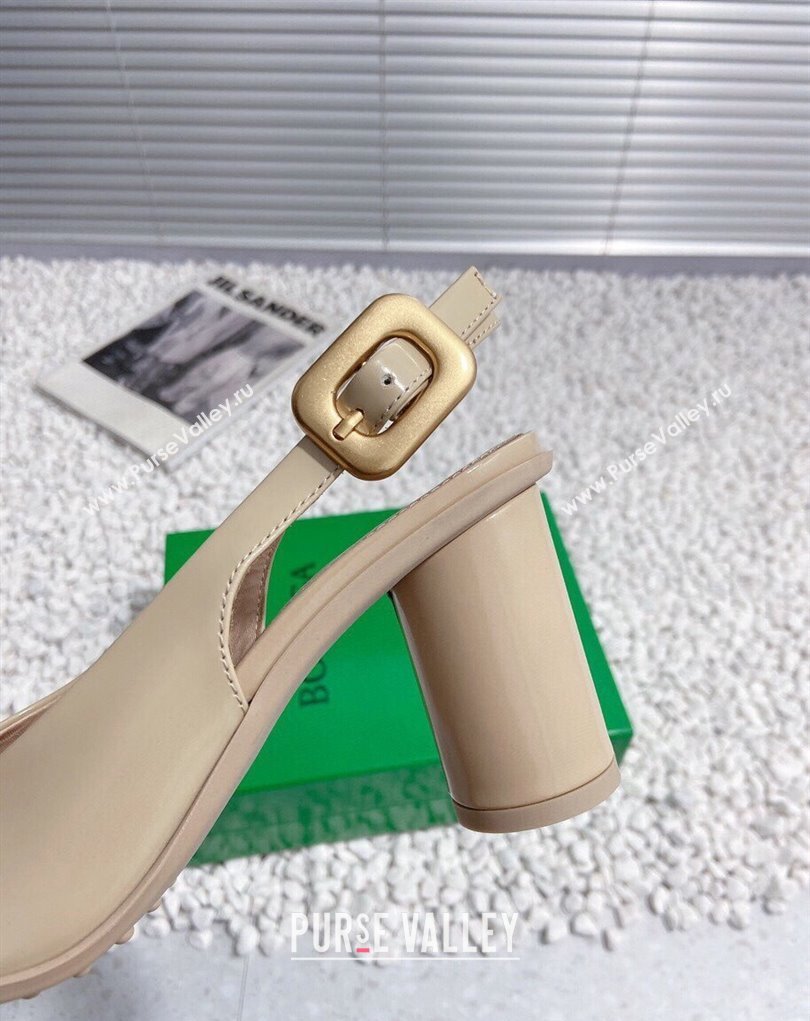 Bottega Veneta Heel 7.5cm Rubberized leather Atomic Slingback Pumps Beige 2024 (modeng-23121107)