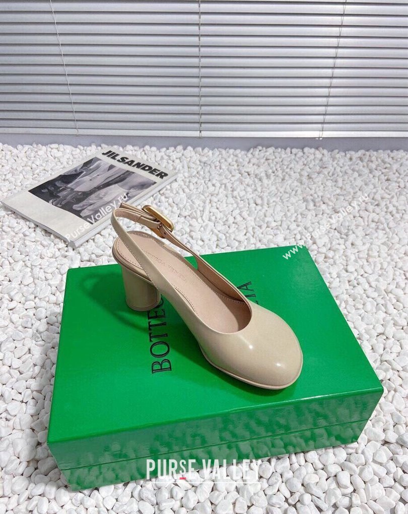 Bottega Veneta Heel 7.5cm Rubberized leather Atomic Slingback Pumps Beige 2024 (modeng-23121107)