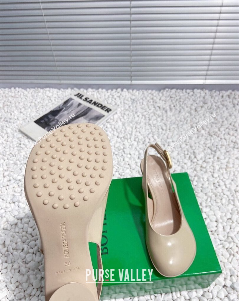 Bottega Veneta Heel 7.5cm Rubberized leather Atomic Slingback Pumps Beige 2024 (modeng-23121107)
